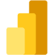 Microsoft Power BI Logo mit drei gelben Balken in abgestuften Höhen auf transparentem Hintergrund